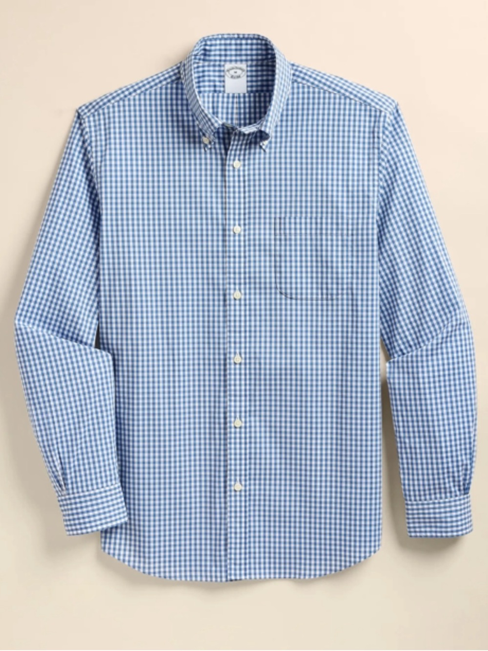 Brooks Brothers Men’s L Regent Lt Blue Gingham Cotton Button-Down Shirt in EUC